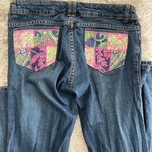 Lilly Pulitzer Blue and Pink Straight Leg Jeans